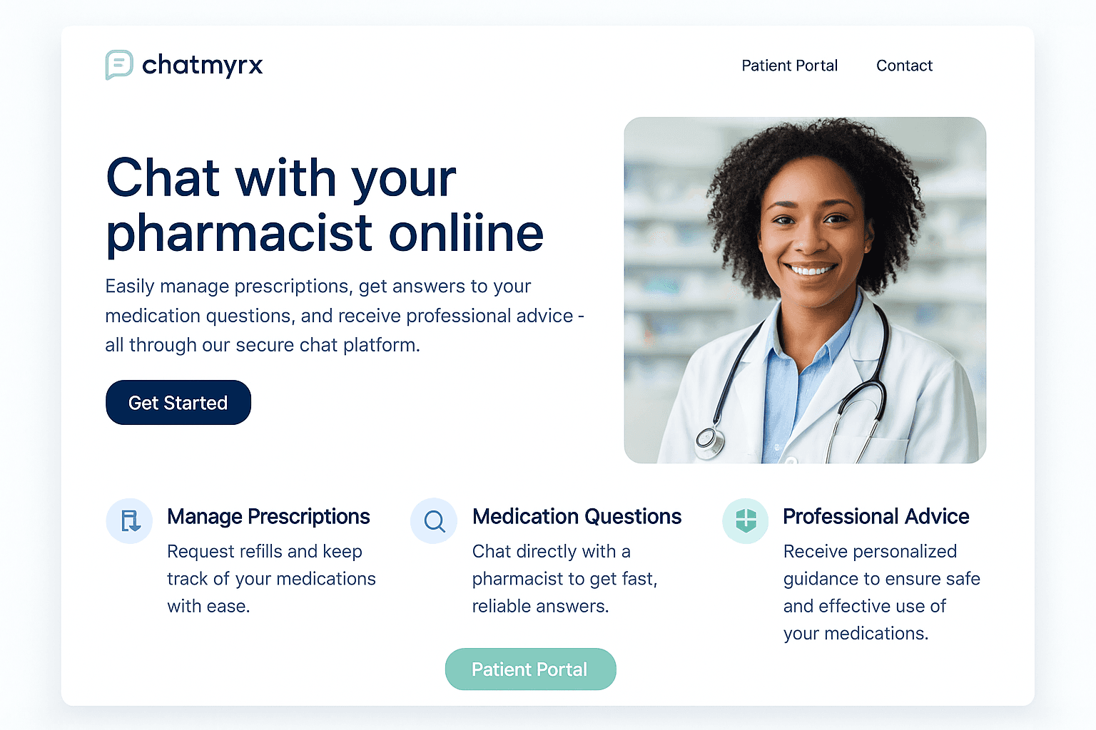 chatmyrx.com website mockup